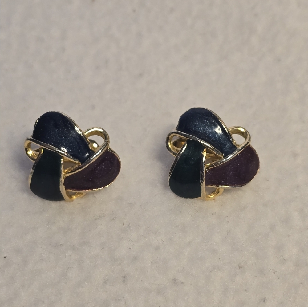Vintage Gold and Multicolor Knot Earrings